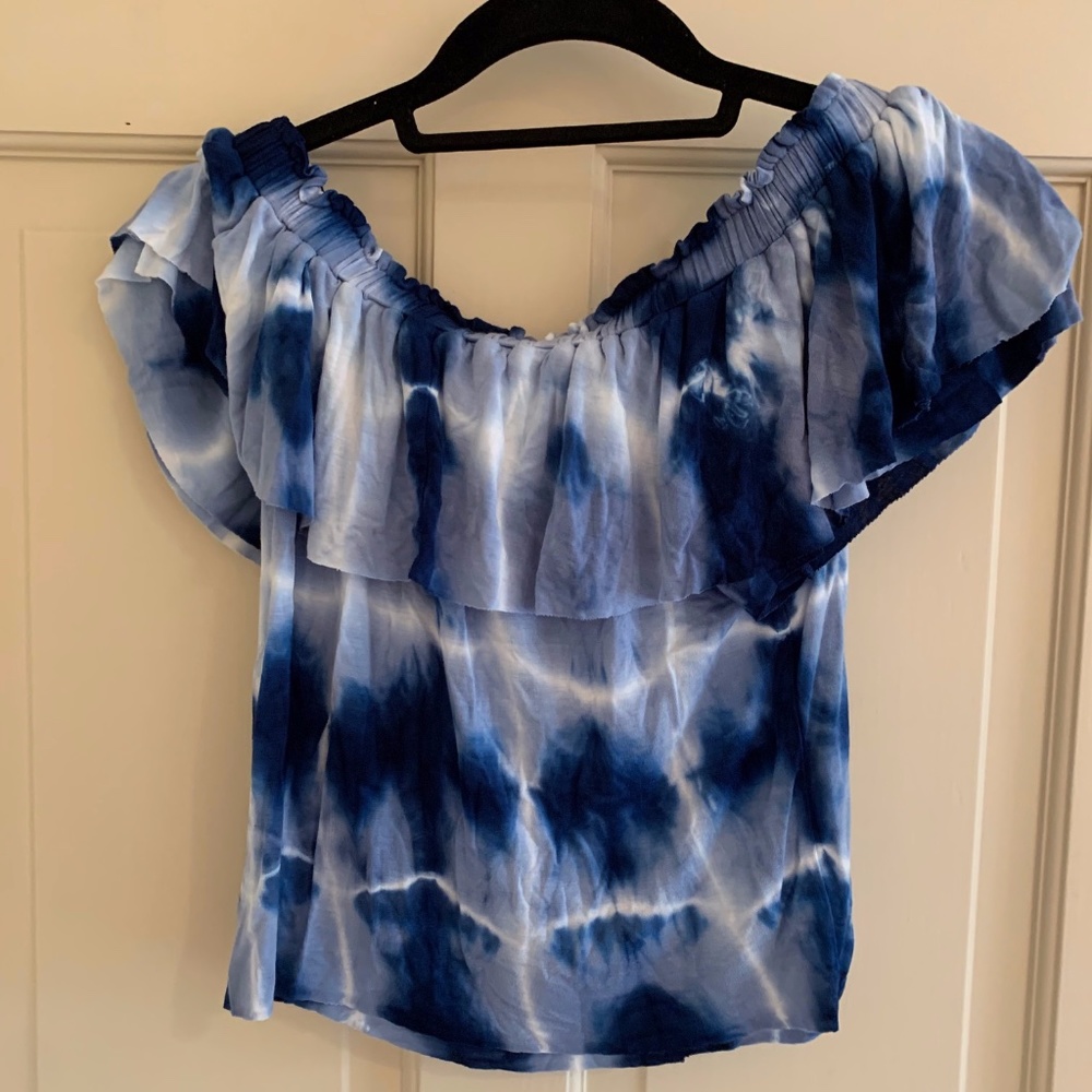 Gypsy 05 Blue Tie Dyed Off the Shoulder Top
